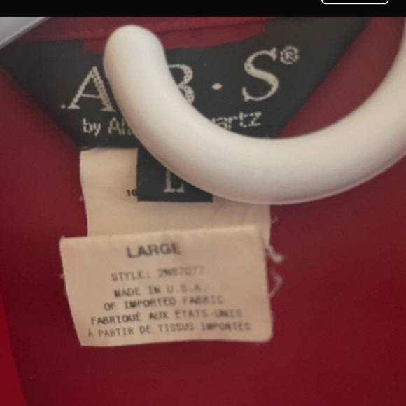 Vintage A.B.S Allen Schwartz sz Large Cherry Red Shirred Blouse - Picture 4 of 4